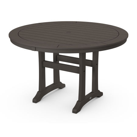 POLYWOOD Nautical Trestle 48" Round Dining Table in Vintage Finish
