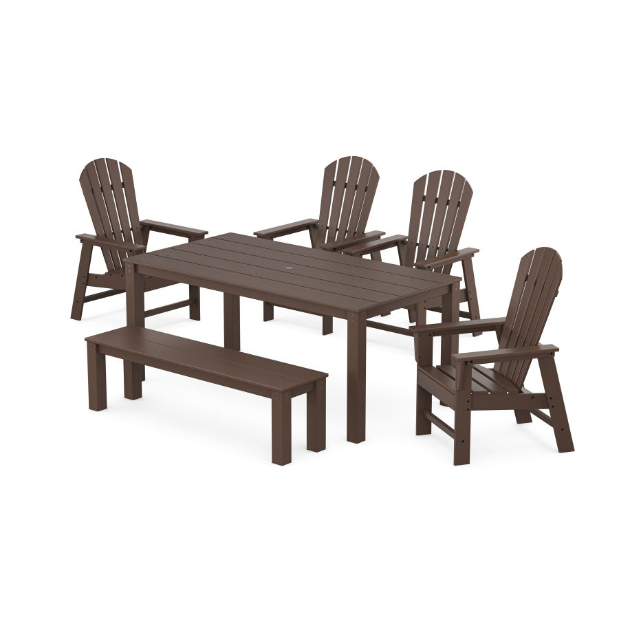 POLYWOOD South Beach 6-Piece Parsons Dining Set with Bench in Mahogany