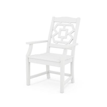 POLYWOOD Chinoiserie Dining Arm Chair in White
