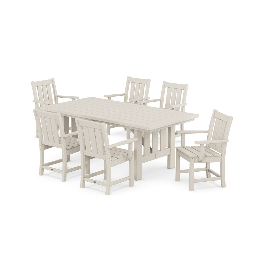 POLYWOOD Oxford Arm Chair 7-Piece Mission Dining Set in Sand