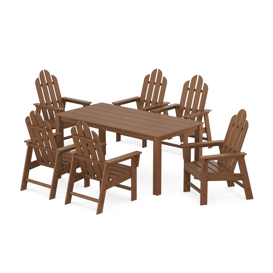 POLYWOOD Long Island 7-Piece Parsons Dining Set in Teak