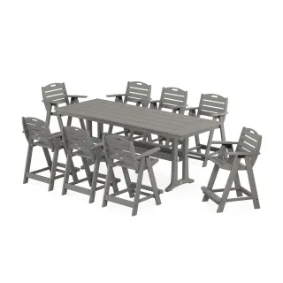 POLYWOOD Nautical 9-Piece Farmhouse Counter Set with Trestle Legs