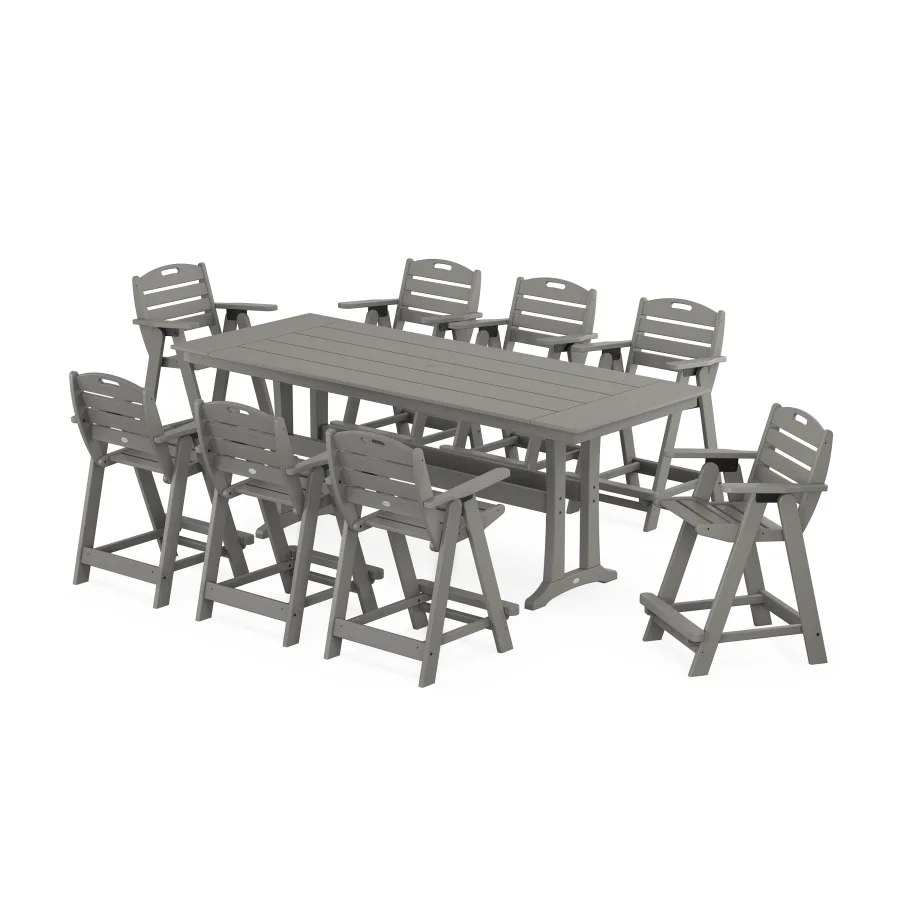 POLYWOOD Nautical 9-Piece Farmhouse Counter Set with Trestle Legs