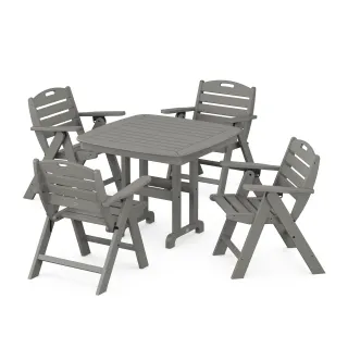 POLYWOOD Nautical Folding Lowback Chair 5-Piece Dining Set