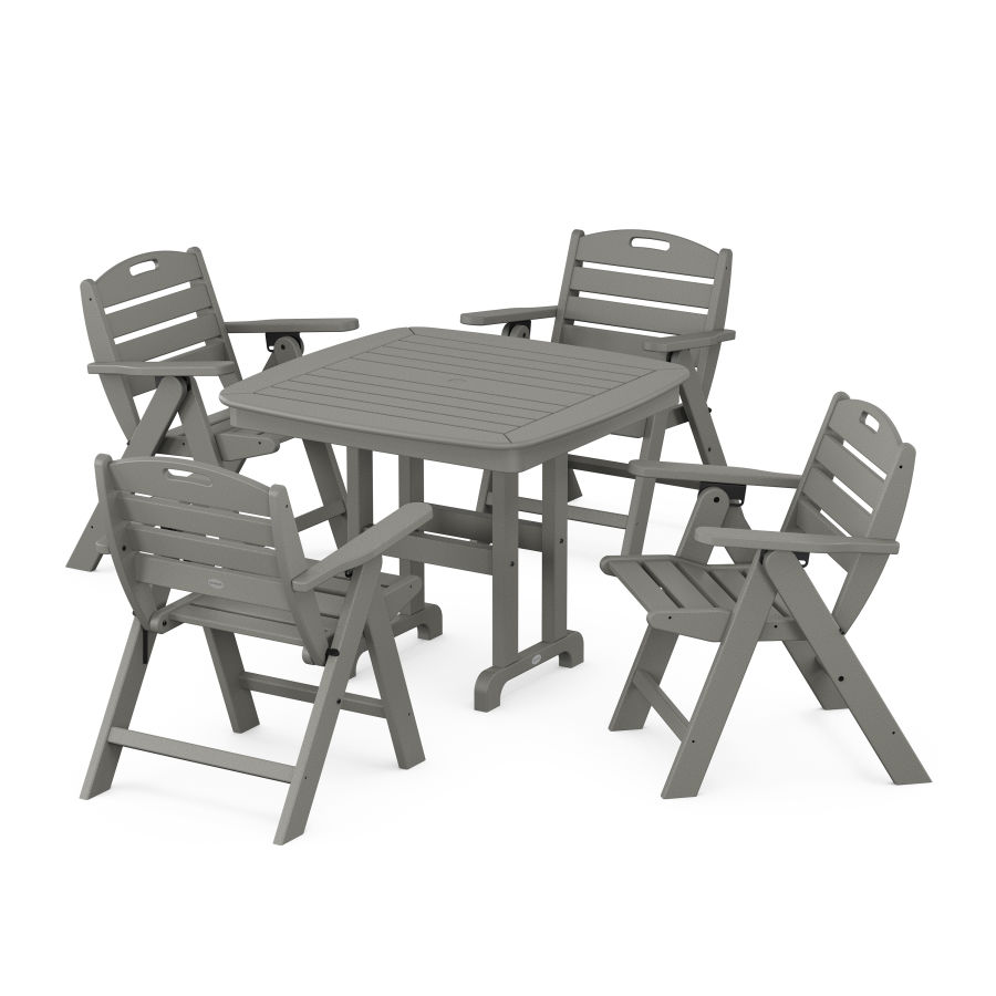 POLYWOOD Nautical Folding Lowback Chair 5-Piece Dining Set in Slate Grey