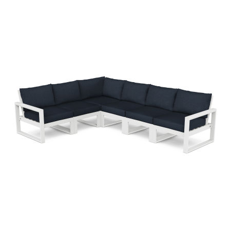 POLYWOOD EDGE 6-Piece Modular Deep Seating Set in White / Marine Indigo
