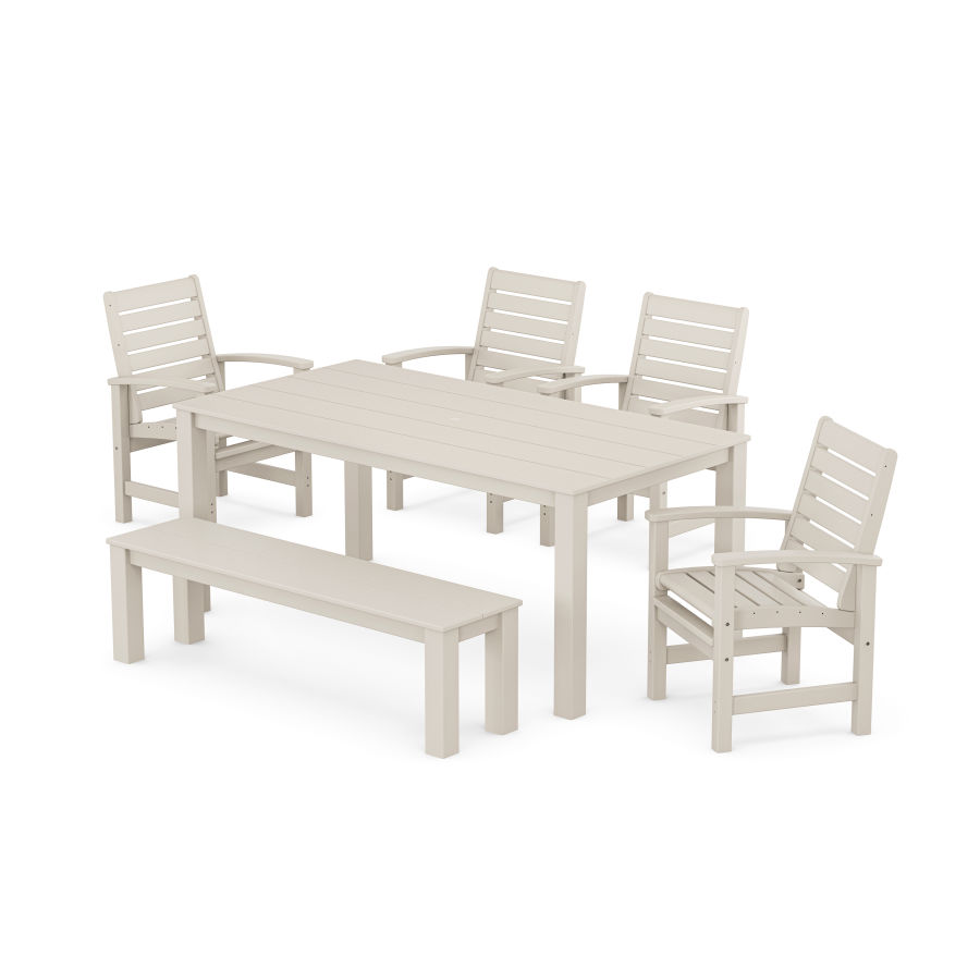 POLYWOOD Signature 6-Piece Parsons Dining Set with Bench in Sand