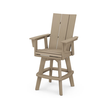 POLYWOOD Modern Adirondack Swivel Bar Chair in Vintage Sahara