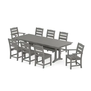 POLYWOOD Lakeside 9-Piece Farmhouse Dining Set with Trestle Legs