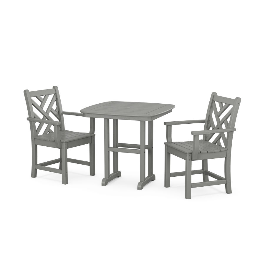 POLYWOOD Chippendale 3-Piece Dining Set in Slate Grey