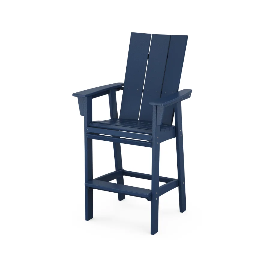 POLYWOOD Modern Curveback Adirondack Bar Chair in Navy