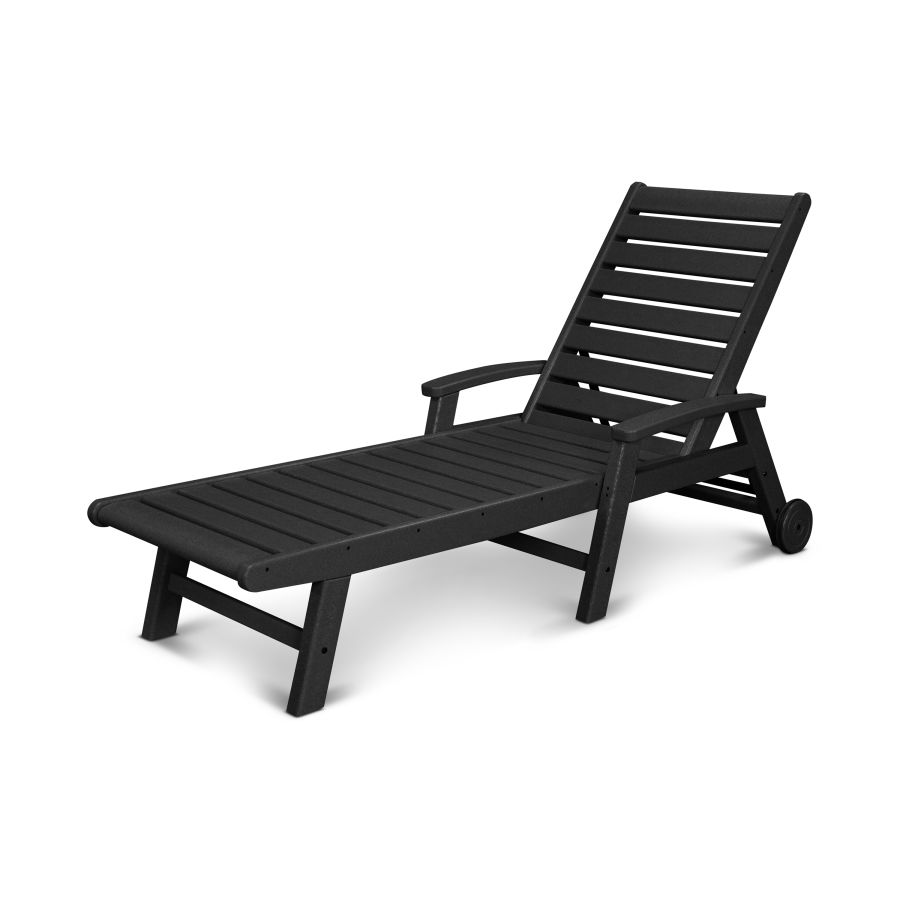 POLYWOOD Signature Chaise with Wheels in Black