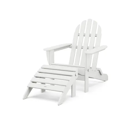 POLYWOOD Classics 2-Piece Folding Adirondack Set in White