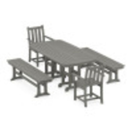 Traditional Garden 5-Piece Dining Set with Benches