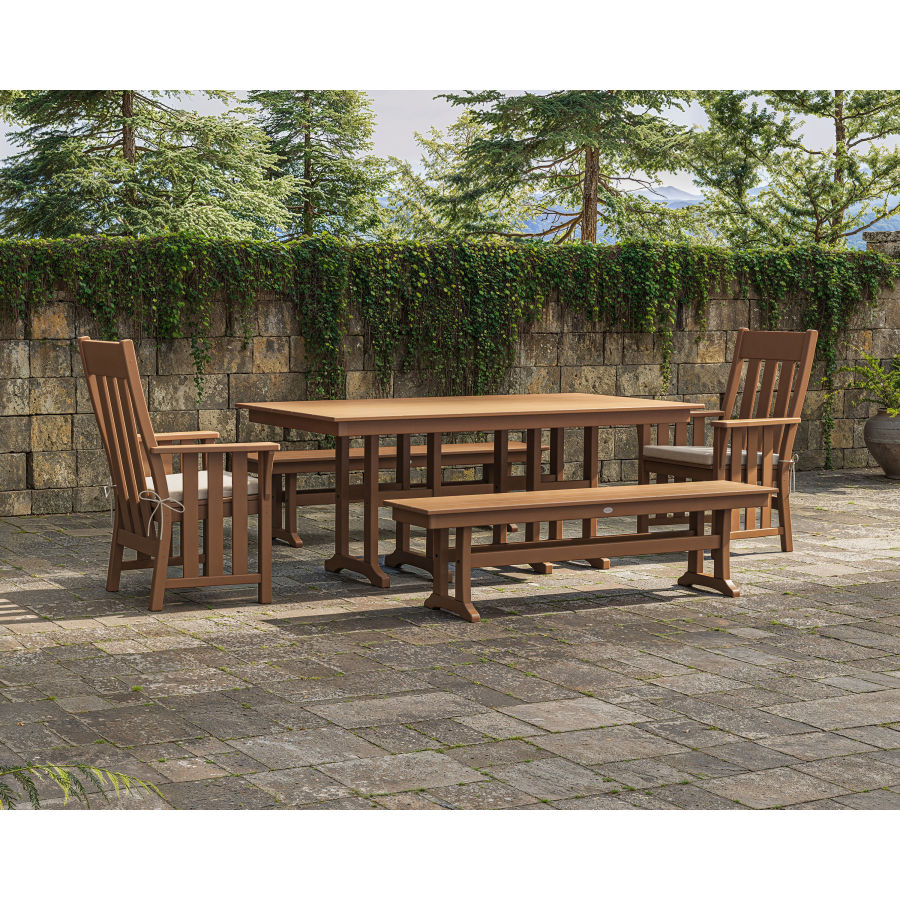 Acadia 5-Piece Farmhouse Dining Set with Benches