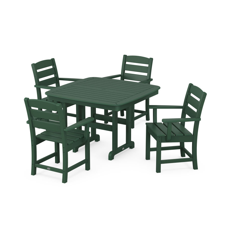 POLYWOOD Lakeside 5-Piece Dining Set with Trestle Legs in Green