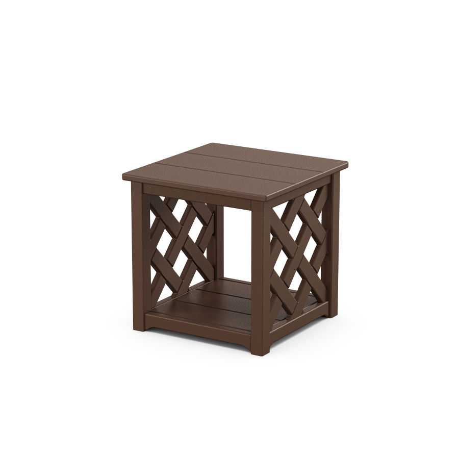 POLYWOOD Wovendale Accent Table in Mahogany