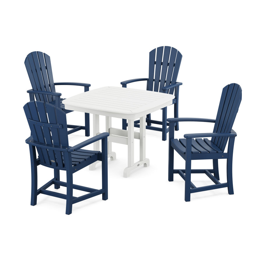 POLYWOOD Palm Coast 5-Piece Dining Set in Navy / White