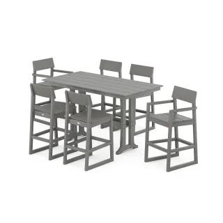 POLYWOOD EDGE 7-Piece Farmhouse Bar Set with Trestle Legs