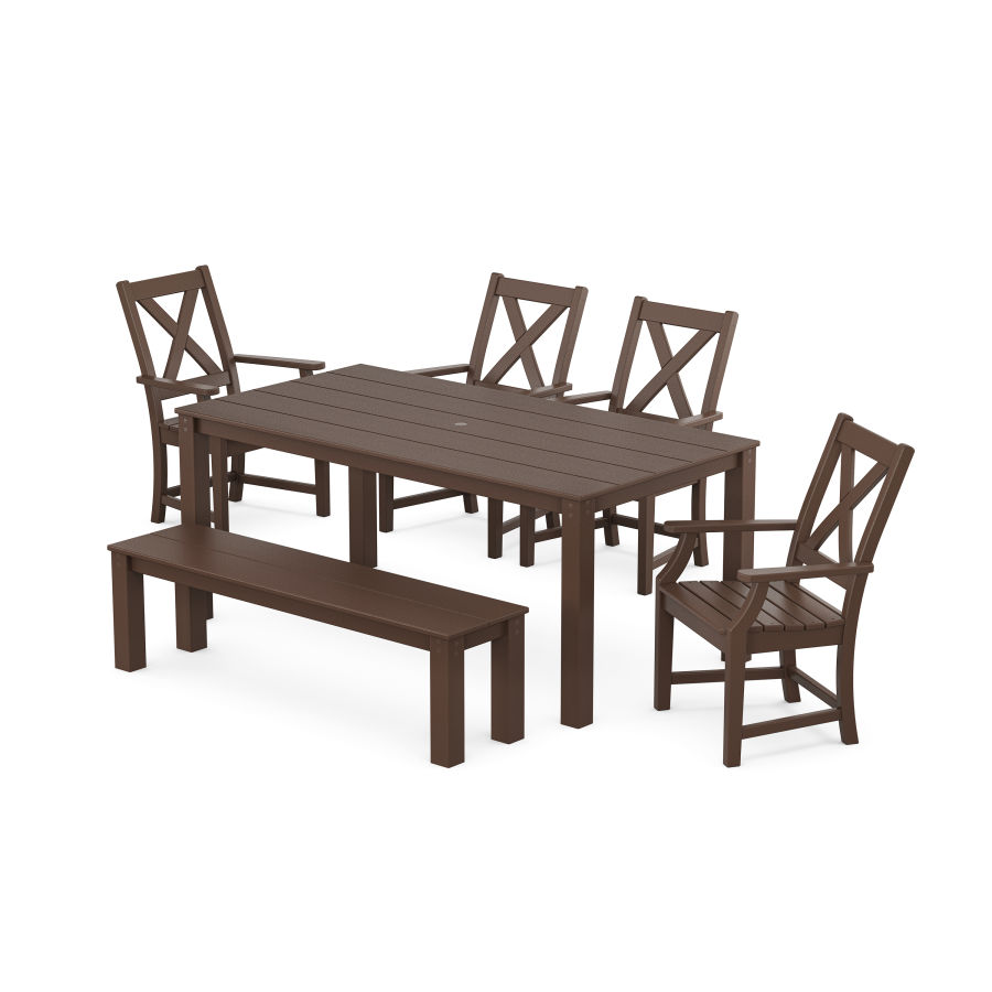 POLYWOOD Braxton 6-Piece Parsons Dining Set with Bench in Mahogany