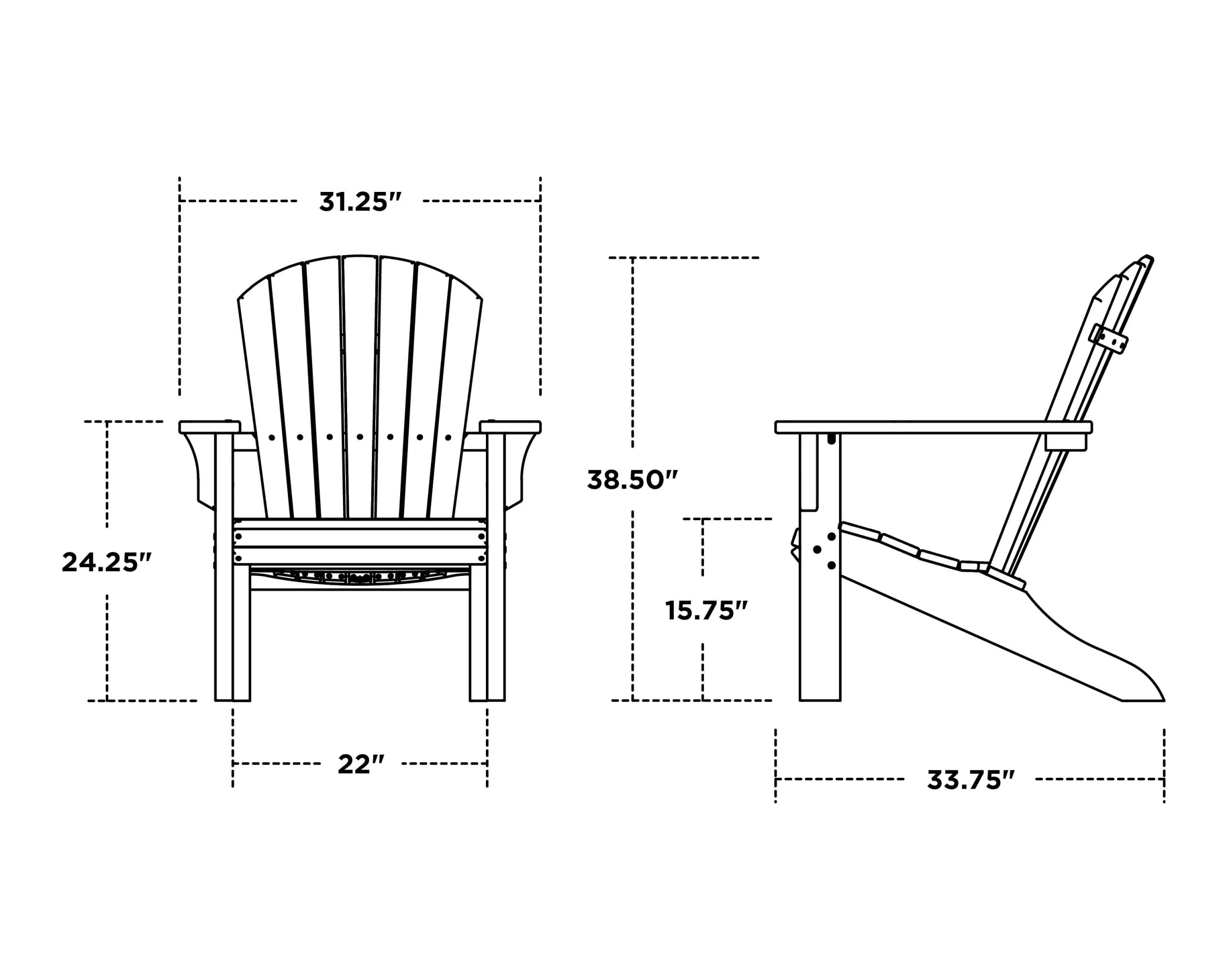Dimensions for Seashell Adirondack