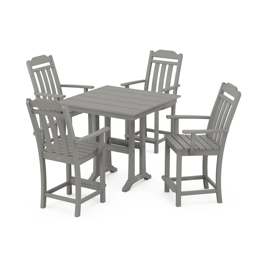 POLYWOOD Cottage 5-Piece Farmhouse Counter Set with Trestle Legs