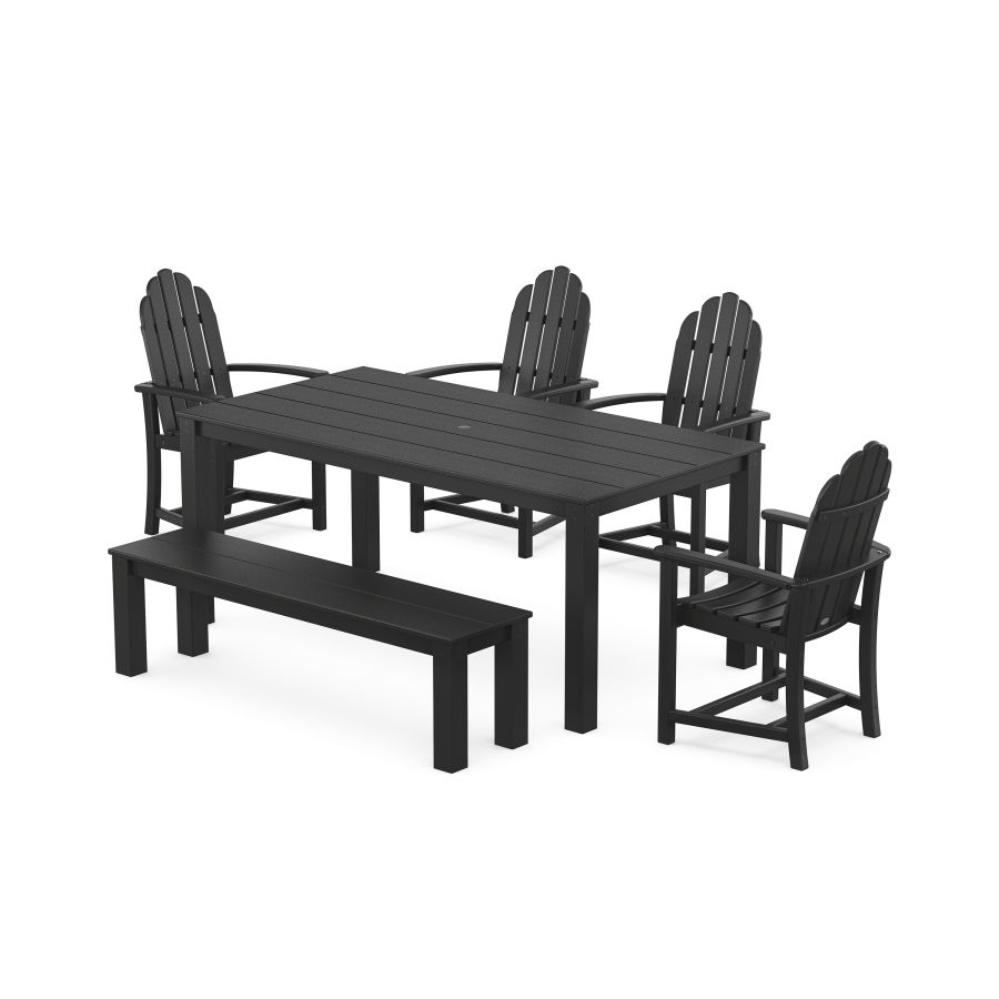 POLYWOOD Classic Adirondack 6-Piece Parsons Dining Set with Bench in Black