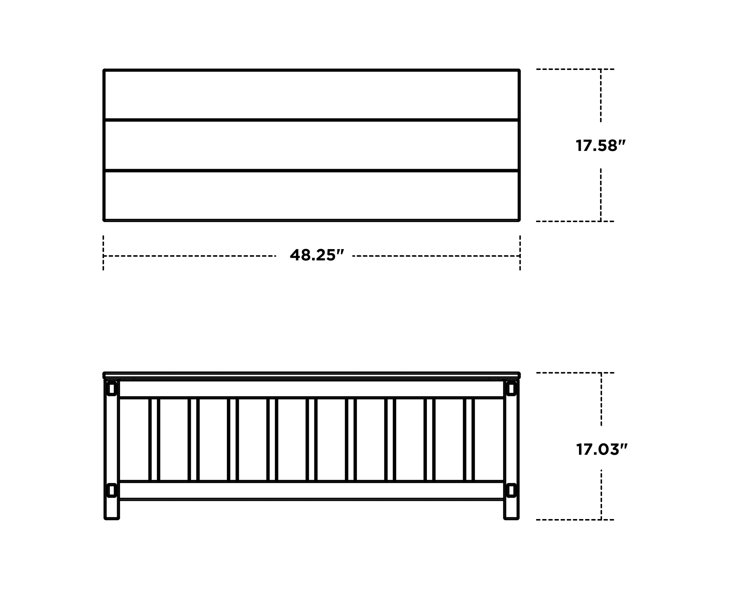 Dimensions for Acadia 48" Storage Bench