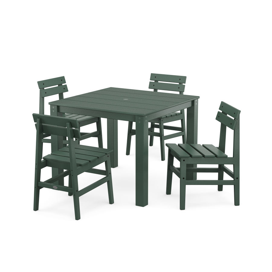 POLYWOOD Modern Studio Plaza Chair 5-Piece Parsons Dining Set in Green