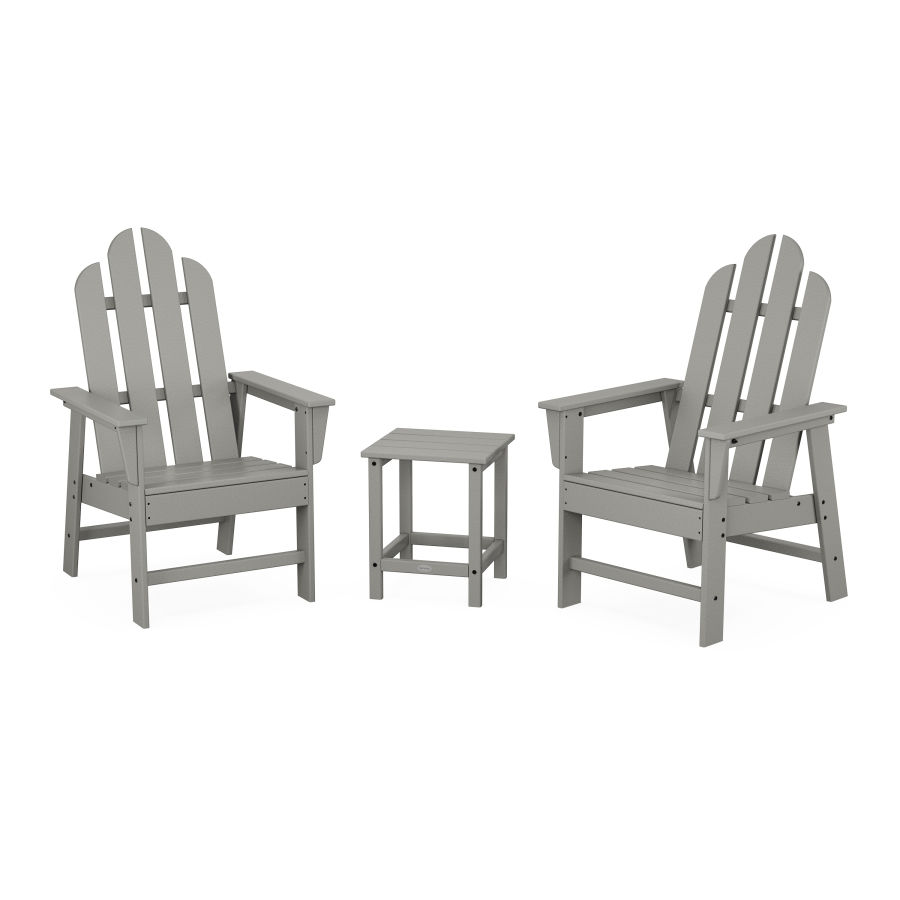 POLYWOOD Long Island 3-Piece Upright Adirondack Chair Set in Slate Grey