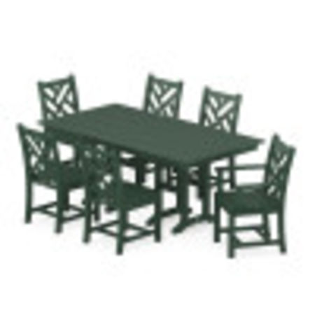 Chippendale 7-Piece Farmhouse Dining Set in Green
