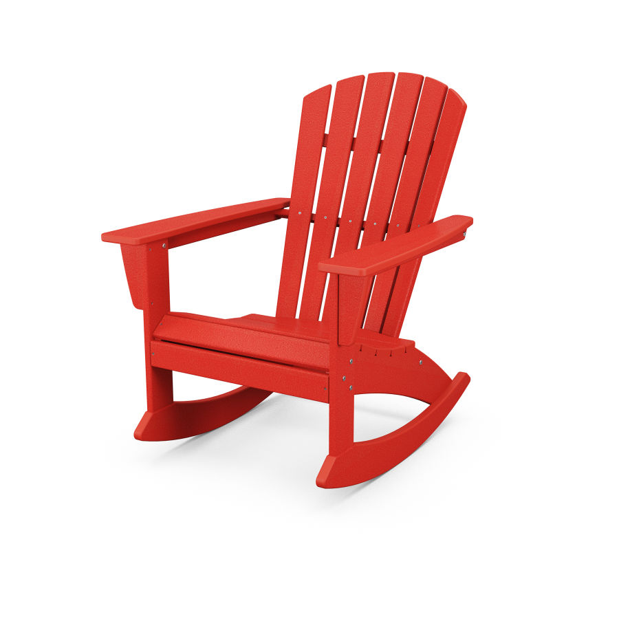 POLYWOOD Grant Park Traditional Curveback Adirondack Rocking Chair in Sunset Red