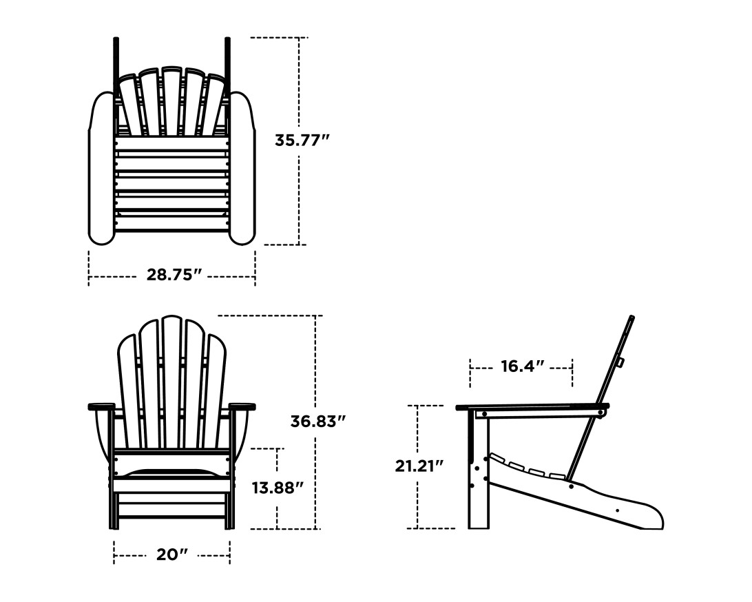 Dimensions for Monterey Bay Adirondack Chair