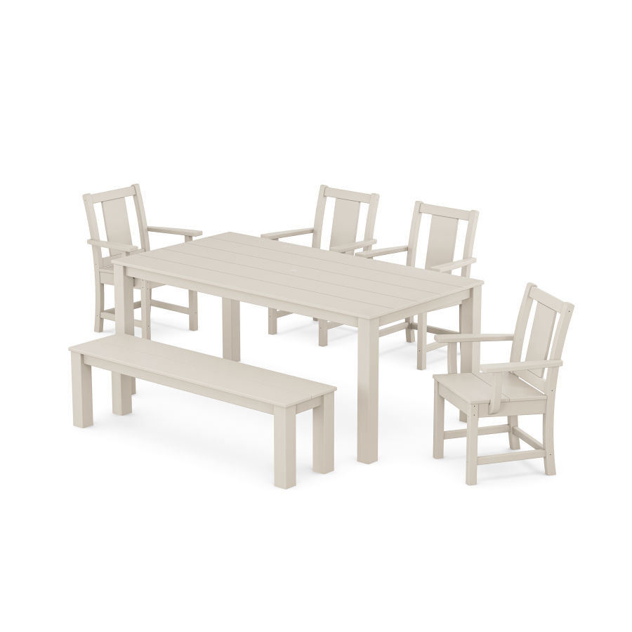 POLYWOOD Prairie 6-Piece Parsons Dining Set with Bench in Sand