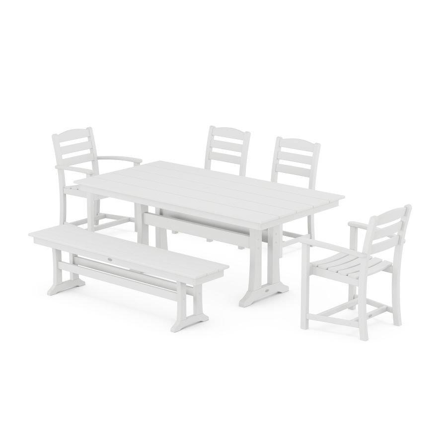 POLYWOOD La Casa Cafe 6-Piece Farmhouse Dining Set With Trestle Legs in White