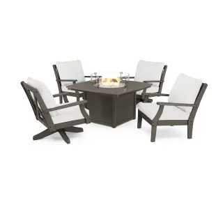 POLYWOOD Braxton 5-Piece Deep Seating Set with Fire Table in Vintage Finish