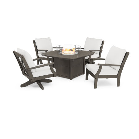 POLYWOOD Braxton 5-Piece Deep Seating Set with Fire Table in Vintage Finish