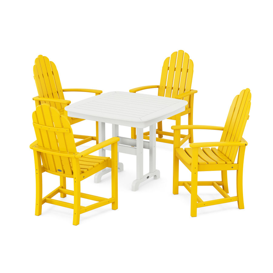 POLYWOOD Classic Adirondack 5-Piece Dining Set in Lemon / White