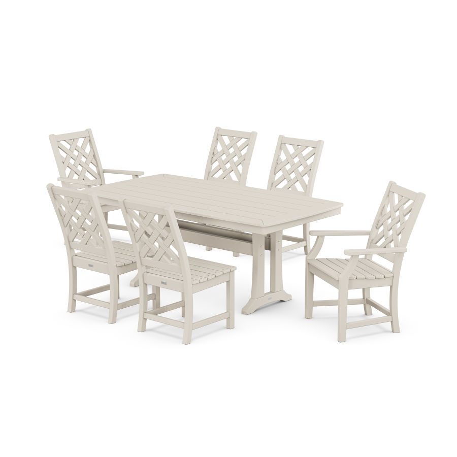 POLYWOOD Wovendale 7-Piece Dining Set with Trestle Legs in Sand