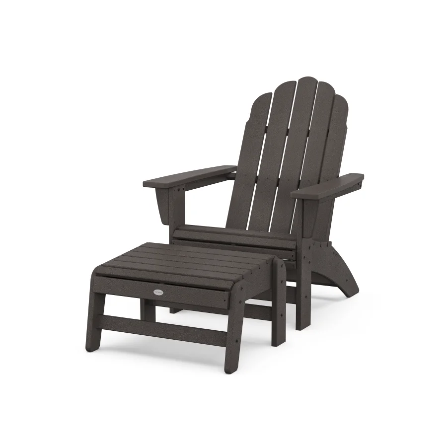 POLYWOOD Vineyard Grand Adirondack Chair with Ottoman in Vintage Finish