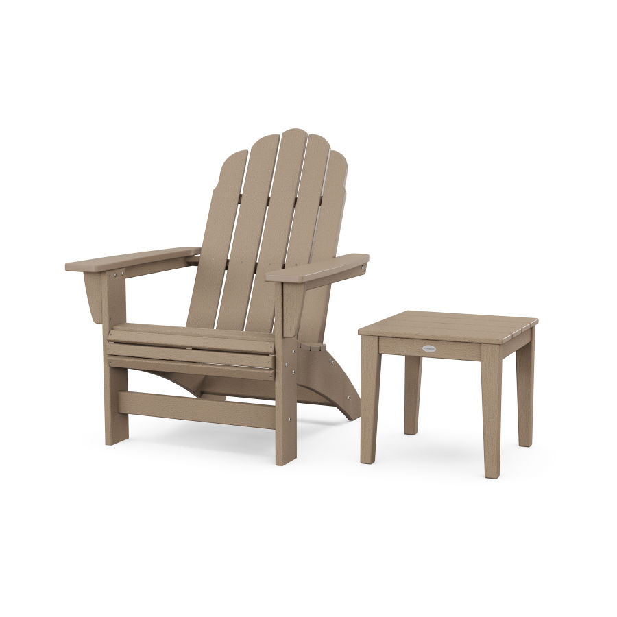 POLYWOOD Vineyard Grand Adirondack Chair with Side Table in Vintage Sahara