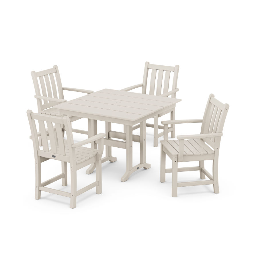 POLYWOOD Traditional Garden 5-Piece Farmhouse Dining Set in Sand