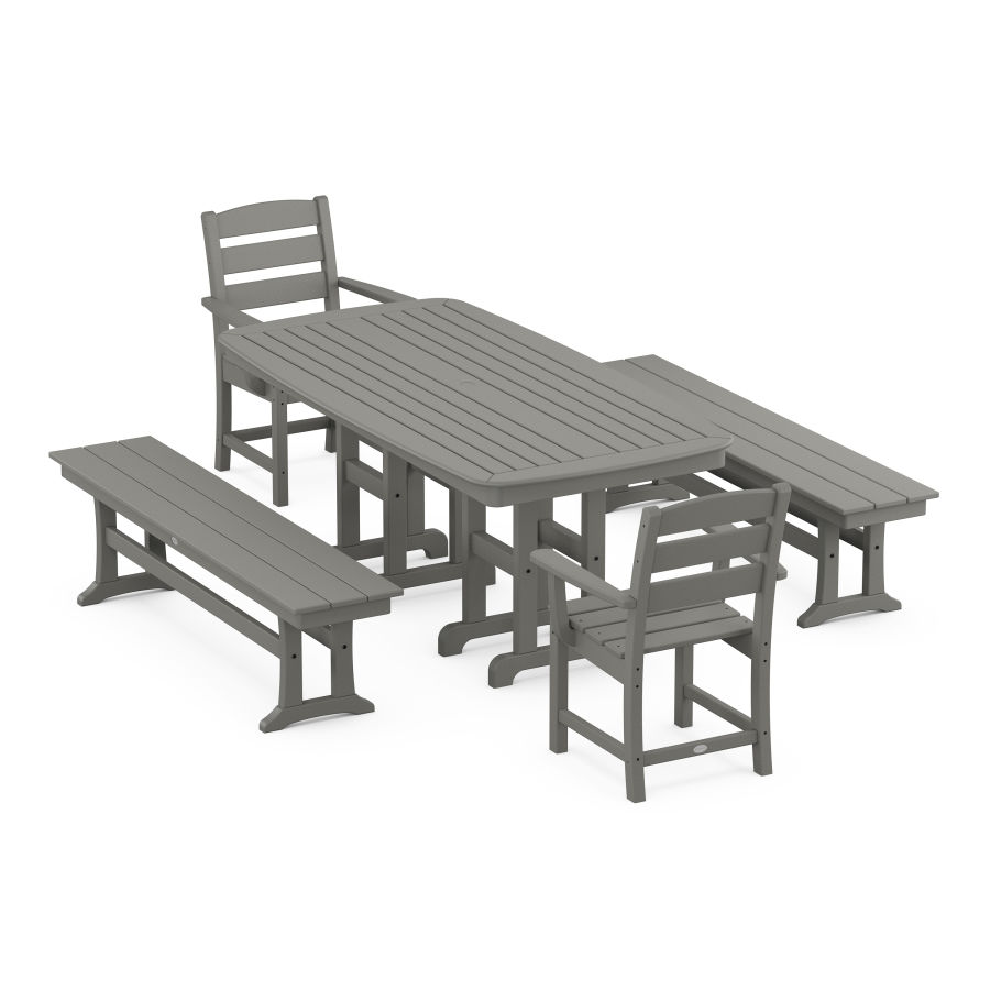 POLYWOOD Lakeside 5-Piece Dining Set with Benches