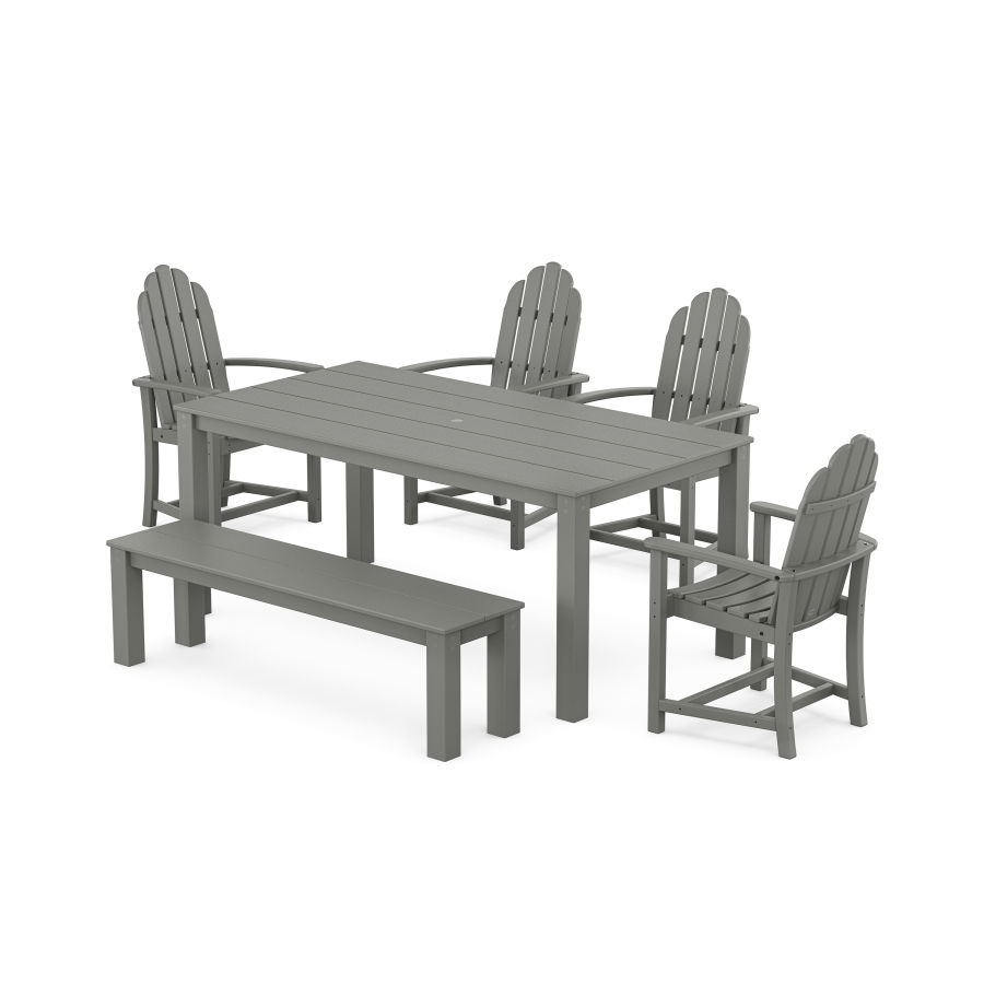 POLYWOOD Classic Adirondack 6-Piece Parsons Dining Set with Bench in Slate Grey