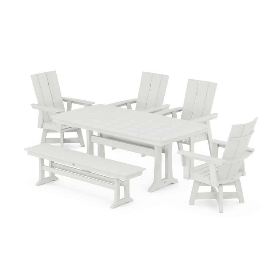 POLYWOOD Modern Adirondack 6-Piece Dining Set with Trestle Legs in Vintage White
