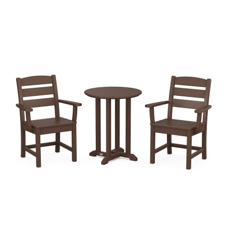 Lakeside 3-Piece Round Dining Set in Mahogany