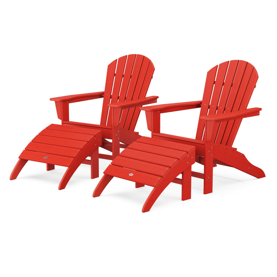 POLYWOOD South Beach 4-Piece Adirondack Set in Sunset Red