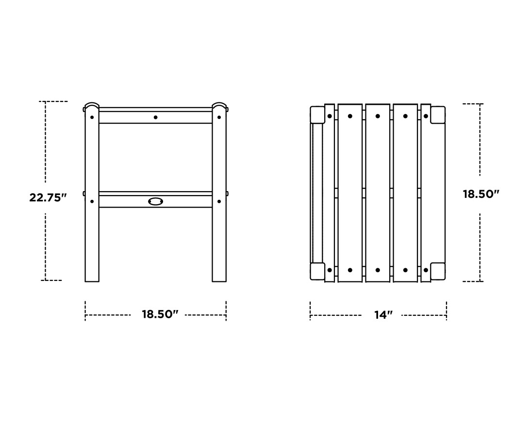 Dimensions for Two Shelf Side Table
