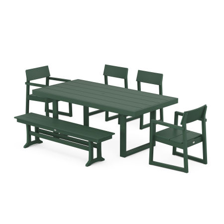 POLYWOOD EDGE 6-Piece Dining Set with Trestle Legs in Green