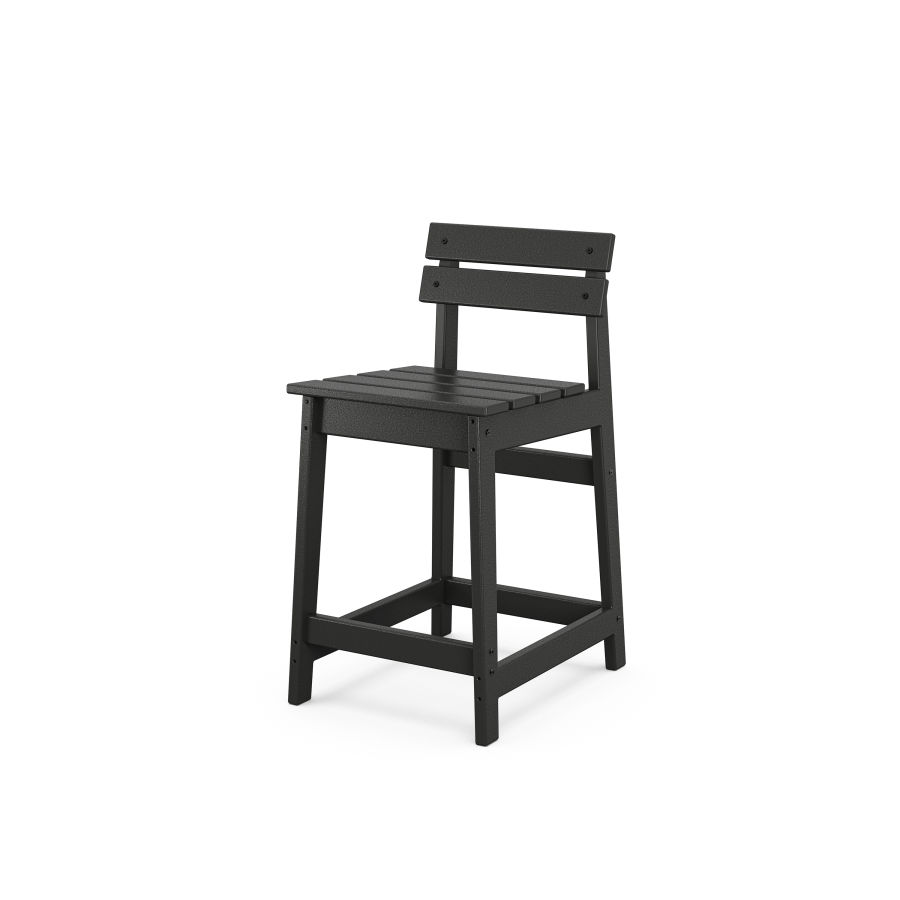 POLYWOOD Modern Studio Plaza Lowback Counter Chair in Black